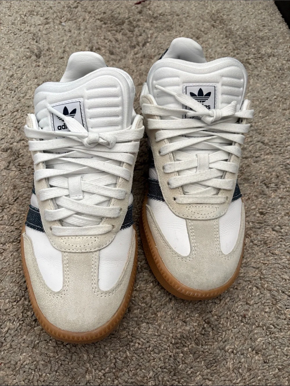 adidas Mens Sneakers in White, Denim and Gum